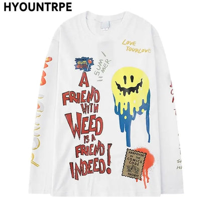 Hip Hop Streetwear T Shirt Graffiti Graphic Harajuku T-Shirt 2023 Mens Cotton Long Sleeve Tshirt Streetwear Oversized T Shirt Street King Limited