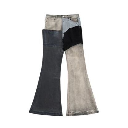 ro style ribbons patchwork gradient stacked wax pants unisex straight streetwear baggy y2k flare jeans oversized loose cargos unique cargo style 1132
