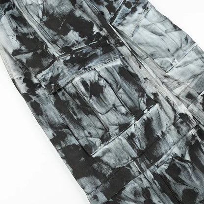 vintage dirty tie dye baggy jeans men multi pocket loose white straight jeans trousers luxury designer oversized denim pant urban skinny jeans