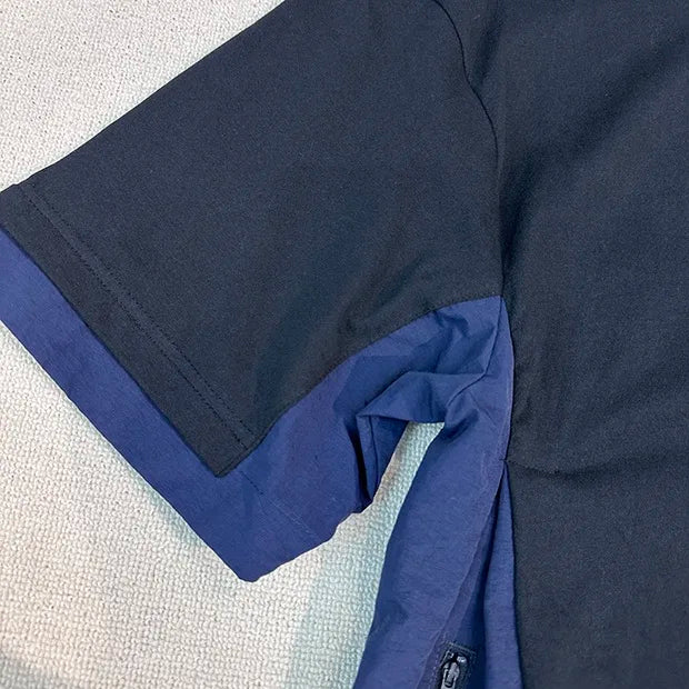 Side stitching color bump hem drawstring plus two layers of short-sleeved shirt profile Street King Limited
