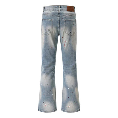 Men's Blue Flared Jeans Fashion Designer Ripped Vintage Denim Pants 2024 New Fashion Casual Jeans Trousers Street King Limited