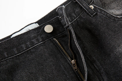 Hip Hop Washed Knee Hole Baggy Wide Leg Casual Jeans for Men Y2K Ripped Loose Distressed Denim Trousers Oversized Cargo Pants Street King Limited
