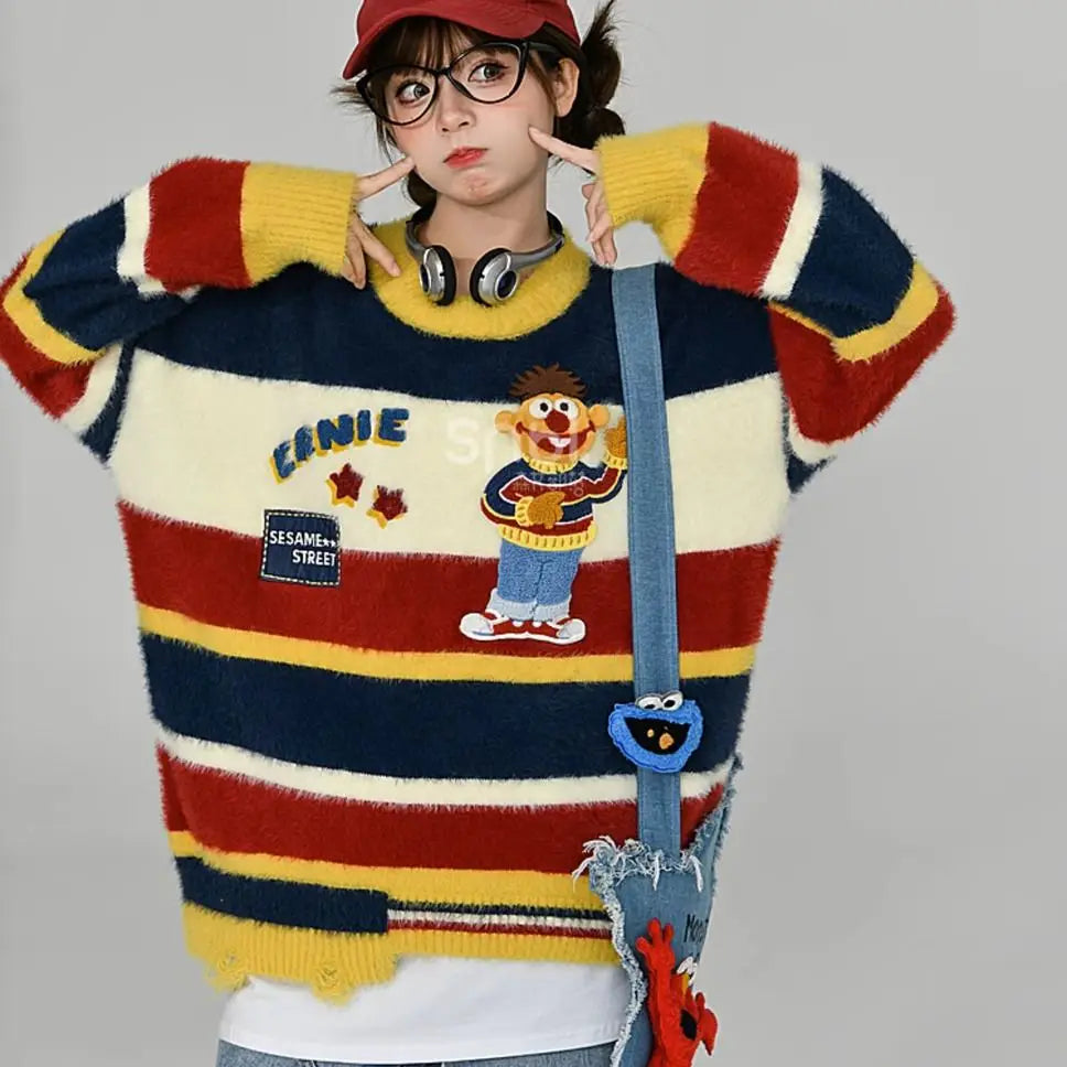 2024 autumn/winter new retro sweater paired with Harajuku pattern t-shirtoversized t-shirt professional choice for warm lining Street King Limited