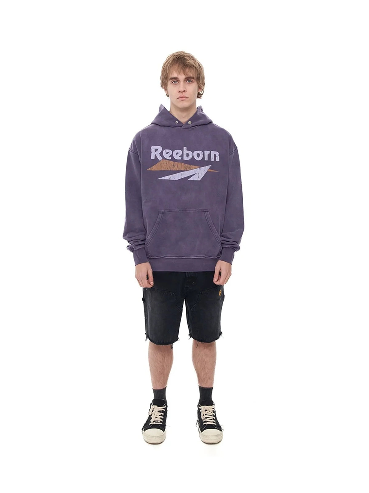 FP Brand Fashion New REEBORN Cracked Slogan Print High-Street Oversized Casual Cotton Hoodie Sweatshirt Street King Limited
