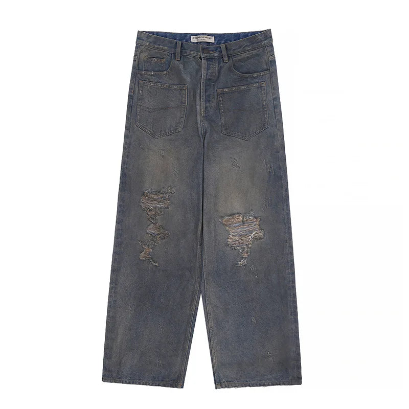 Cut Jeans with a mud-dye knife Street King Limited