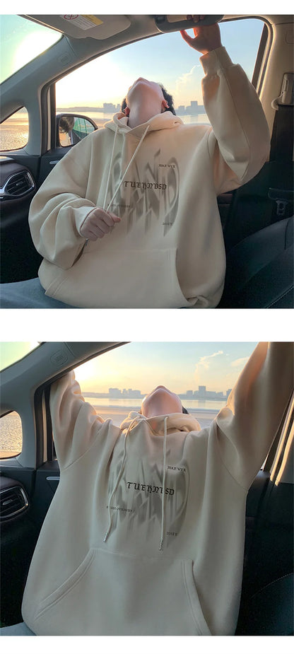 New Gothic Letter Printed Hoodies For Men Autumn Hip Hop Oversized Hooded Sweatshirt Y2K Streetwear Graphic Hoodie Tracksuit Street King Limited