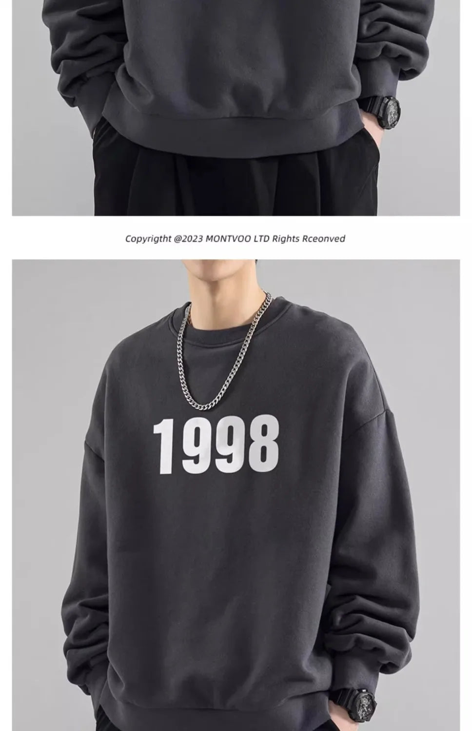 Trendy Korean Personality Simple Retro Sweatshirt for Boys 2024 New Spring and Autumn Ins American Sports Personality Youth Tops Street King Limited