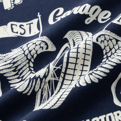 New Summer Fashion Vintage Men Street Flying Wheel Print T-shirt Round Neck Thick Short Sleeve Casual T-Shirt 100% Cotton Street King Limited