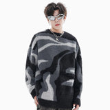 Men Streetwear Sweater Vintage Abstract Pattern Knitted Pullovers High Street Hip Hop Harajuku Top Casual Fashion Sweater Unisex Street King Limited