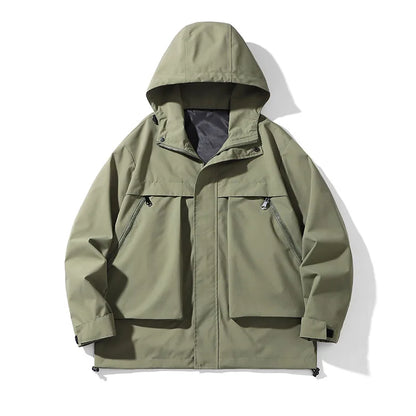 japanese outdoor jackets classic men solid color jacket spring autumn hooded coat basic zipper up windbreaker unisex outerwear menswear bottoms