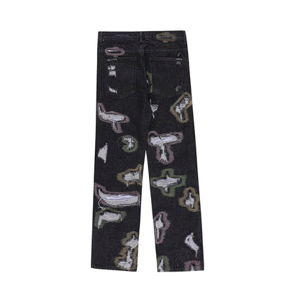 harajuku destroy ripped holes denim jeans mens zipper jeans hip hop fashion streetwear new casual straight joggers jean pants unique joggers style 2595