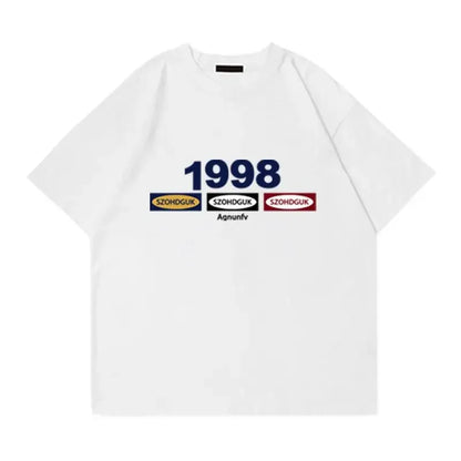 Summer Korean Street Creative Ins Letter Printed Short sleeved T shirt Men Trendy Y2K Loose Personality Casual Round Neck Y2K Street King Limited