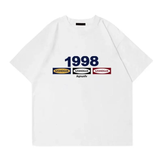 Summer Korean Street Creative Ins Letter Printed Short sleeved T shirt Men Trendy Y2K Loose Personality Casual Round Neck Y2K Street King Limited