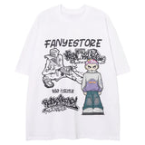 Men T Shirts Fun Cartoon Boy Printed Short Sleeve Tshirt Hip Hop Streetwear Loose Casual Fashion Tees Unisex Black White Street King Limited