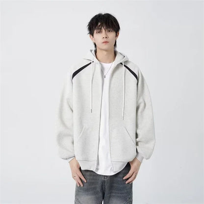 Autumn Oversized Zipper Hoodies For Men New Casual Hooded Cardigan Jackets Streetwear Patchwork Fleece Y2K Hoody Sweatshirts Street King Limited