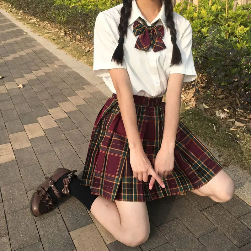 Jk Uniforms Gyaru School Uniform for Girl Student Pleated Skirt Uniform Set Women Short Sleeve Bow Tie Seifuku Japanese Style Street King Limited