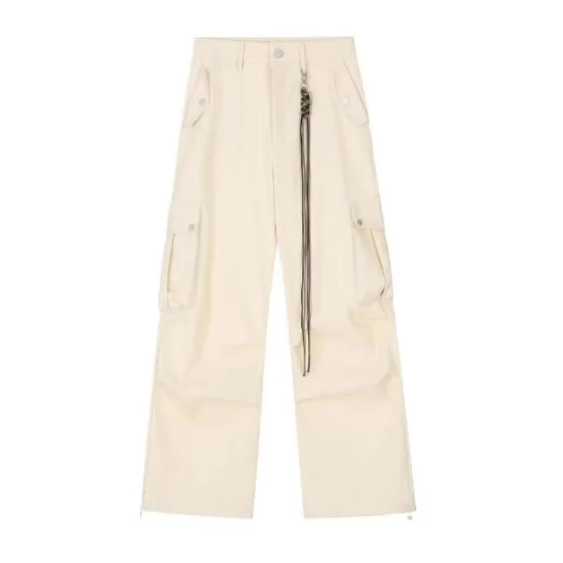 korean hip hop set men striped vintage knit sweater drawstring big pocket cargo pants 2 pcs set spring college casual suit 2024 unique cargo style 4327