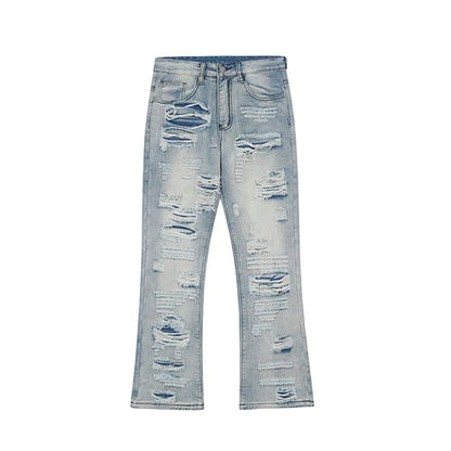 men distressed ripped destroied holes denim jean pants fashion zipper biker jeans streetwear flare pants joggers y2k men s jeans unique joggers style 2783