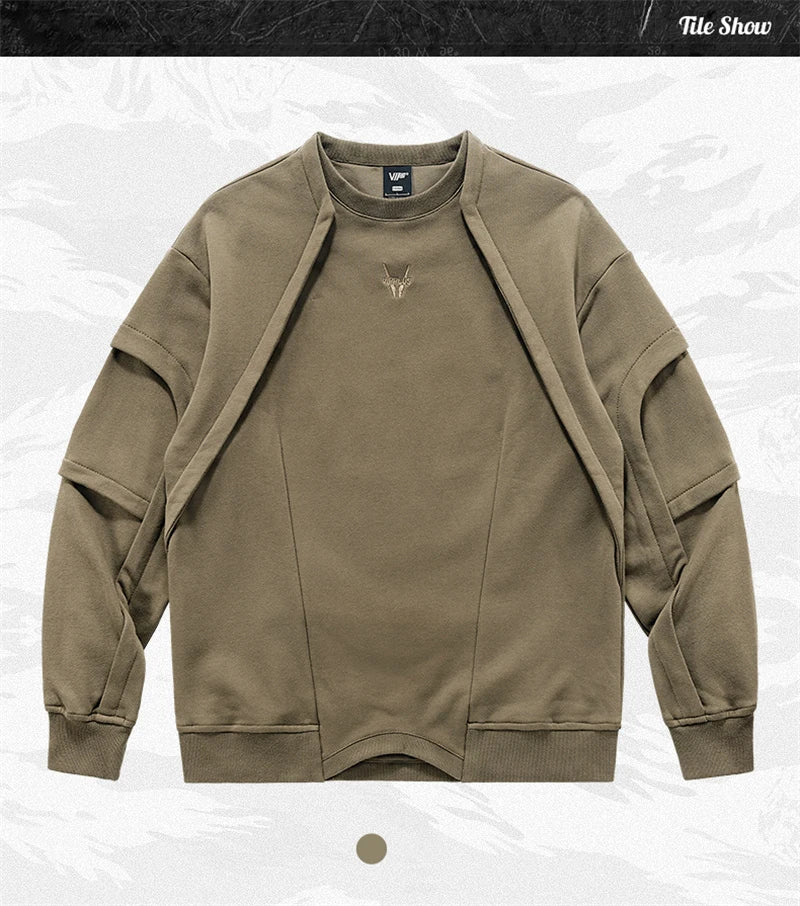 2025 New Patchwork Crewneck Sweatshirt Men's Embroidered Design Long Sleeve Sudaderas Para Hombres High Street Y2K Tracksuit Street King Limited