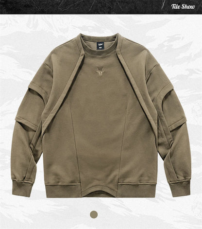 2025 New Patchwork Crewneck Sweatshirt Men's Embroidered Design Long Sleeve Sudaderas Para Hombres High Street Y2K Tracksuit Street King Limited