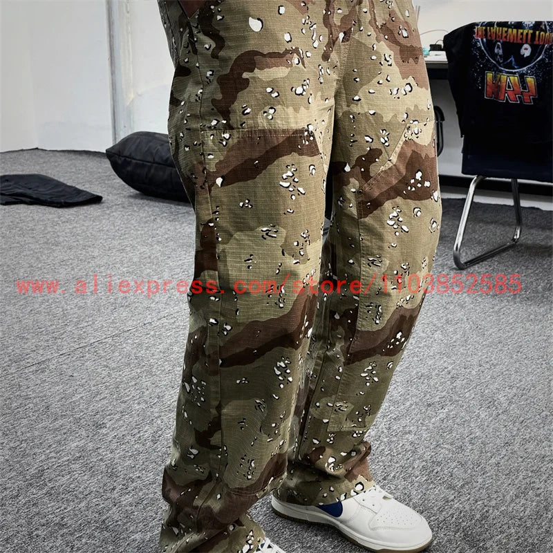 2024 new american vintage direct casual functional work pants heavy duty washed outdated logging pants desert camo high street unique default style 2776