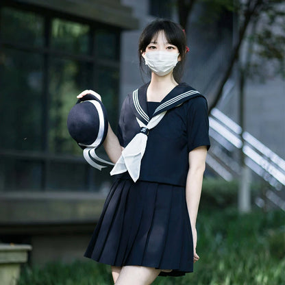 Navy Sailor Outfit Japanese Style School Uniform Skirt Girls JK Uniforms Student Sailor Dress Korean Student Seifuku COS Costume Street King Limited
