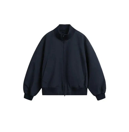 short design stand collar bomber jacket men korean streetwear fashion loose casual vintage bomber jacket coat cityboy outerwear unique shorts style 543