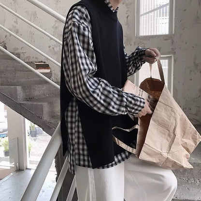 Autumn Sweater Vest Men's Fashion Retro Casual Knitted Pullover Men Slim Fit Korean Knitting Sweaters Mens Jumper Clothes M-3XL Street King Limited