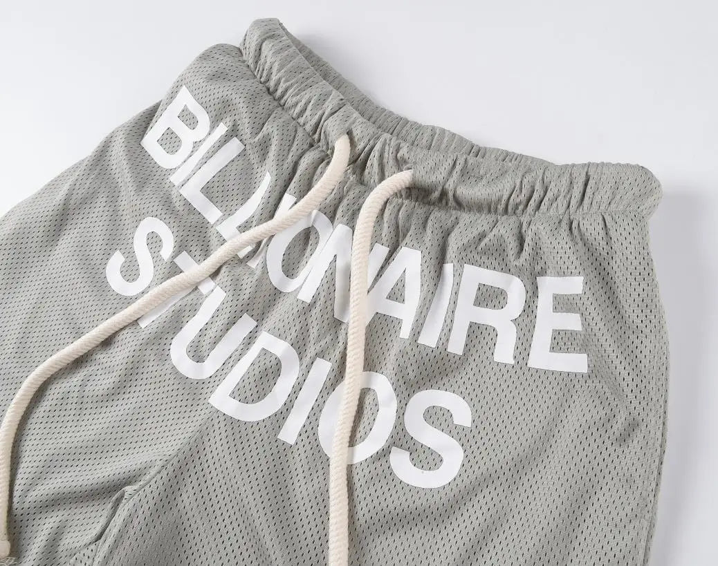 New 2023 Novelty High Comfortable Billionaire Studios Mesh Skateboard Street Cotton Casual Shorts Kanye Hip-hop Parkour #529 Street King Limited
