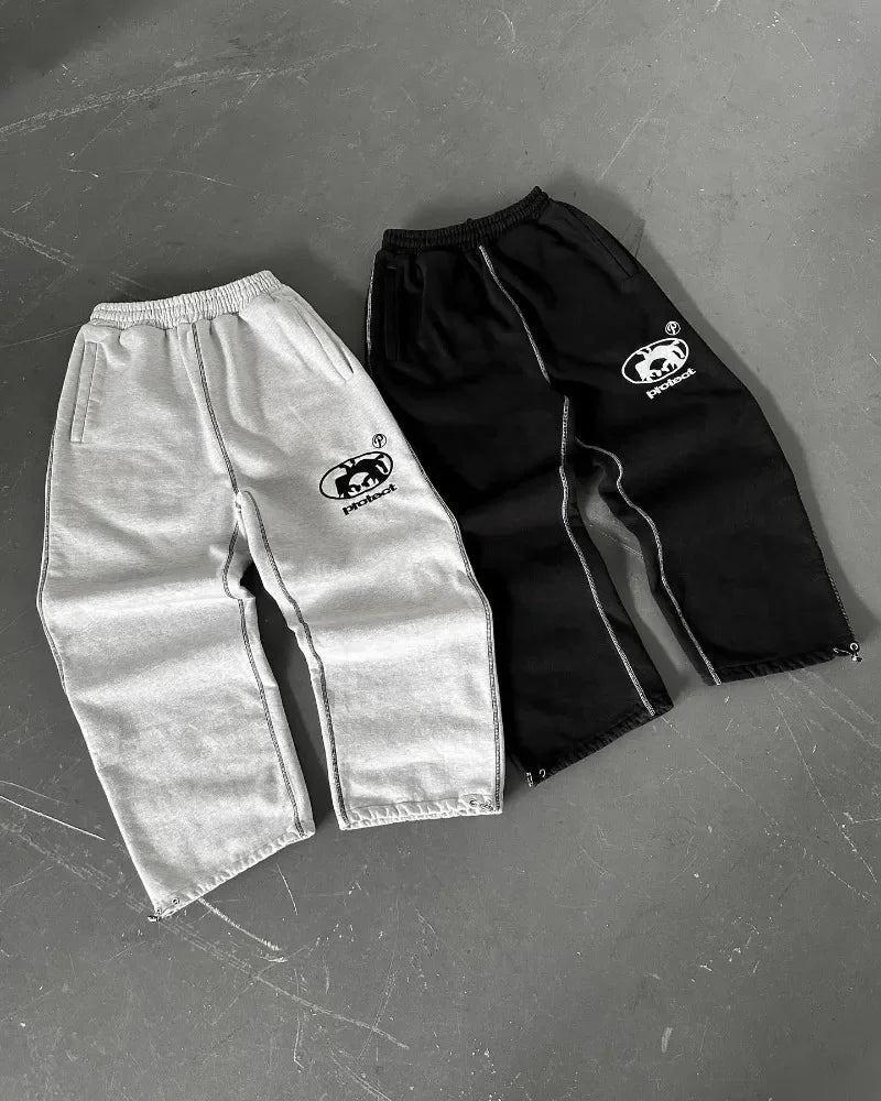 2024 new fashion trend letter embroidery pattern high waist sports pants mens y2k street hip hop harajuku jogger overalls relaxed fit joggers