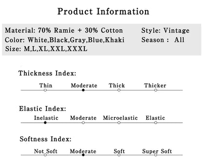 Men's Shirt Vintage Cotton Linen Long Sleeve Shirt Spring Summer Autumn Loose Fashion Casual Blouse Male Plus Size Cardigan Top Street King Limited
