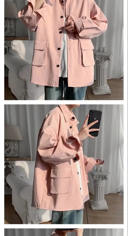 Spring and Autumn Harajuku style jacket men's new loose jacket Korean version of the trendy brand fried street handsome casual Street King Limited