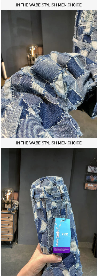 men distressed washed denim streetwear brand hip hop loose casual motorcycle cargo jeans pant cityboy y2k trousers unique cargo style 2348
