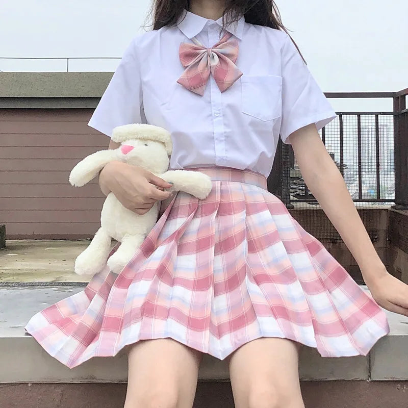 Jk Uniforms Gyaru School Uniform for Girl Student Pleated Skirt Uniform Set Women Short Sleeve Bow Tie Seifuku Japanese Style Street King Limited