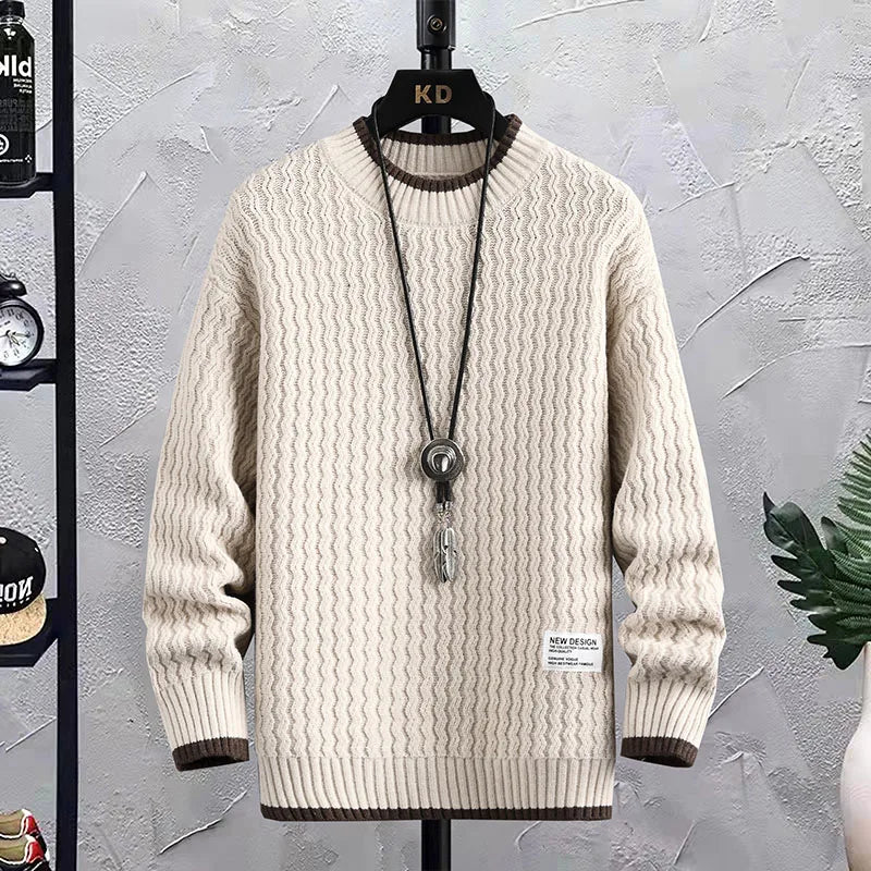 Stripe Sweaters Men Winter Korean Style Mens Warm Sweater Men Fashion Sweaters Splicing Color Patterns Men's Wool Pullovers Male Street King Limited