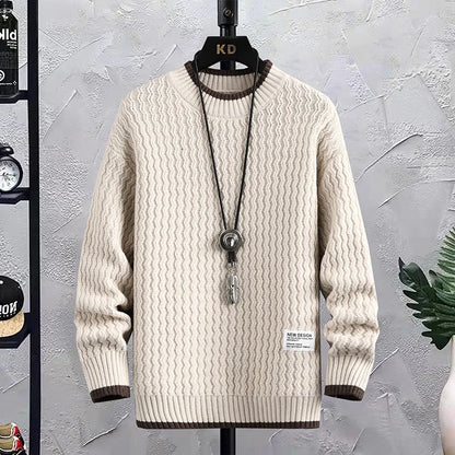 Stripe Sweaters Men Winter Korean Style Mens Warm Sweater Men Fashion Sweaters Splicing Color Patterns Men's Wool Pullovers Male Street King Limited