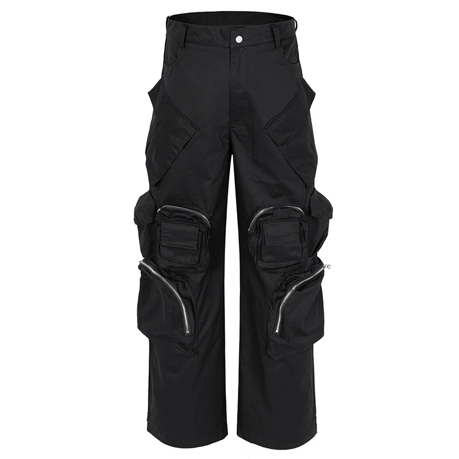 techwear baggy cargo pants multi pocket luxury designer fashion loose pants hip hop harajuku black trousers unique cargo style 1067