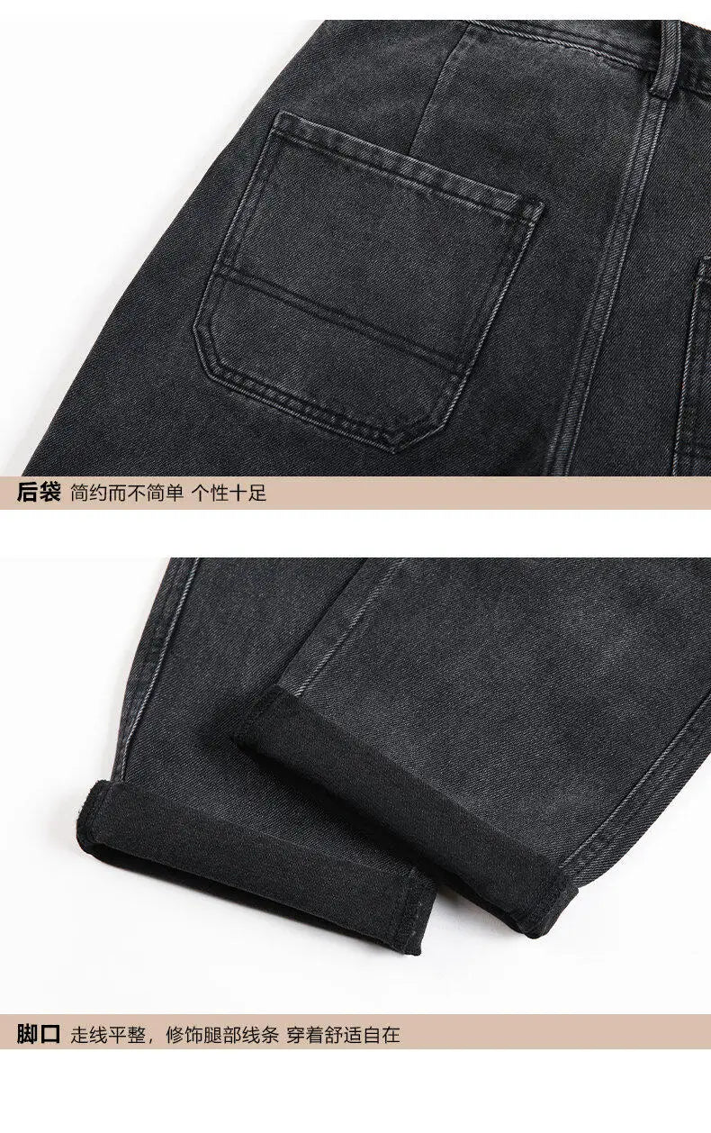 men retro fashion streetwear loose casual plus size straight denim cargo jeans pants man black gray jeans trousers unique cargo style 1851