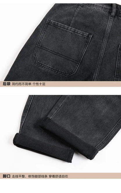 men retro fashion streetwear loose casual plus size straight denim cargo jeans pants man black gray jeans trousers unique cargo style 1851