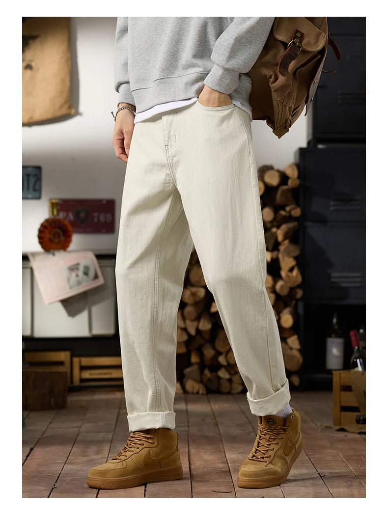 men classic fashion vintage loose casual plus size 28 42 ankle length white soft denim jeans pant cityboy harem jeans trousers unique jeans style 1982