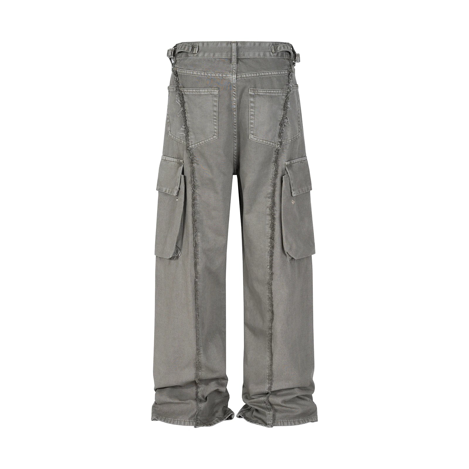 y2k streetwear tassel multi pocket jeans for men straight solid baggy cargo pants pantalones hombre casual denim trousers multi-pocket cargos