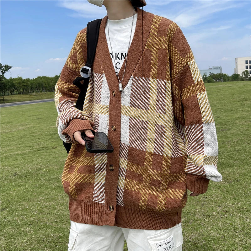 2023 British Retro Cardigan Sweater New Korean Harajuku Academic Knitted Sweater Pullover Hip Hop Streetwear Loose Knitwear Tops Street King Limited
