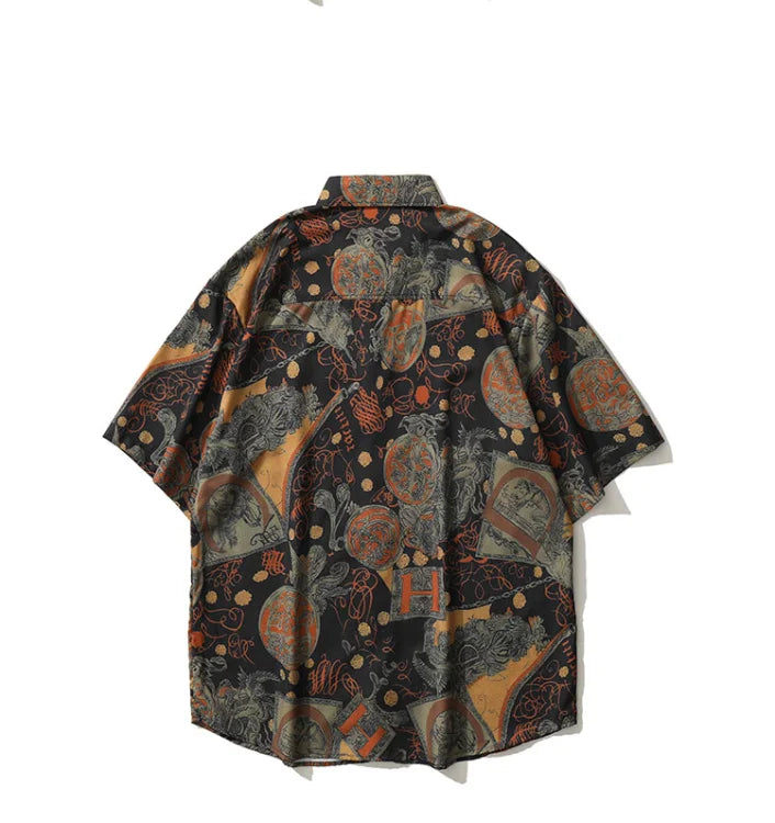 Summer Short sleeved Piaoshuai Flower Shirt for Men and Women Travel Trend Couple Hip Hop Hawaiian Beach Leisure Short sleeved Street King Limited