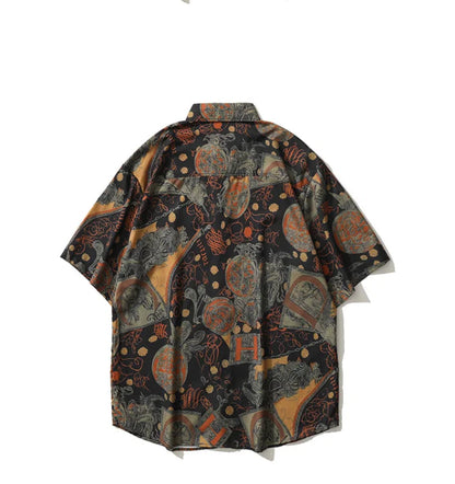 Summer Short sleeved Piaoshuai Flower Shirt for Men and Women Travel Trend Couple Hip Hop Hawaiian Beach Leisure Short sleeved Street King Limited