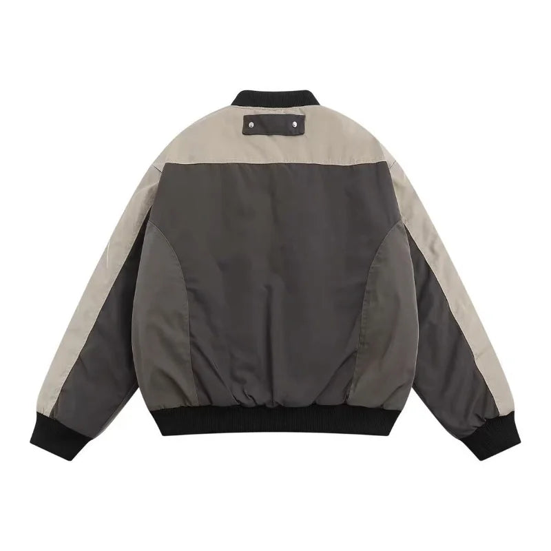 multi pocket bomber jacket men vintage loose varsity coat fashion korean patchwork baseball pilot outerwear unisex spring autumn minimalist street pants