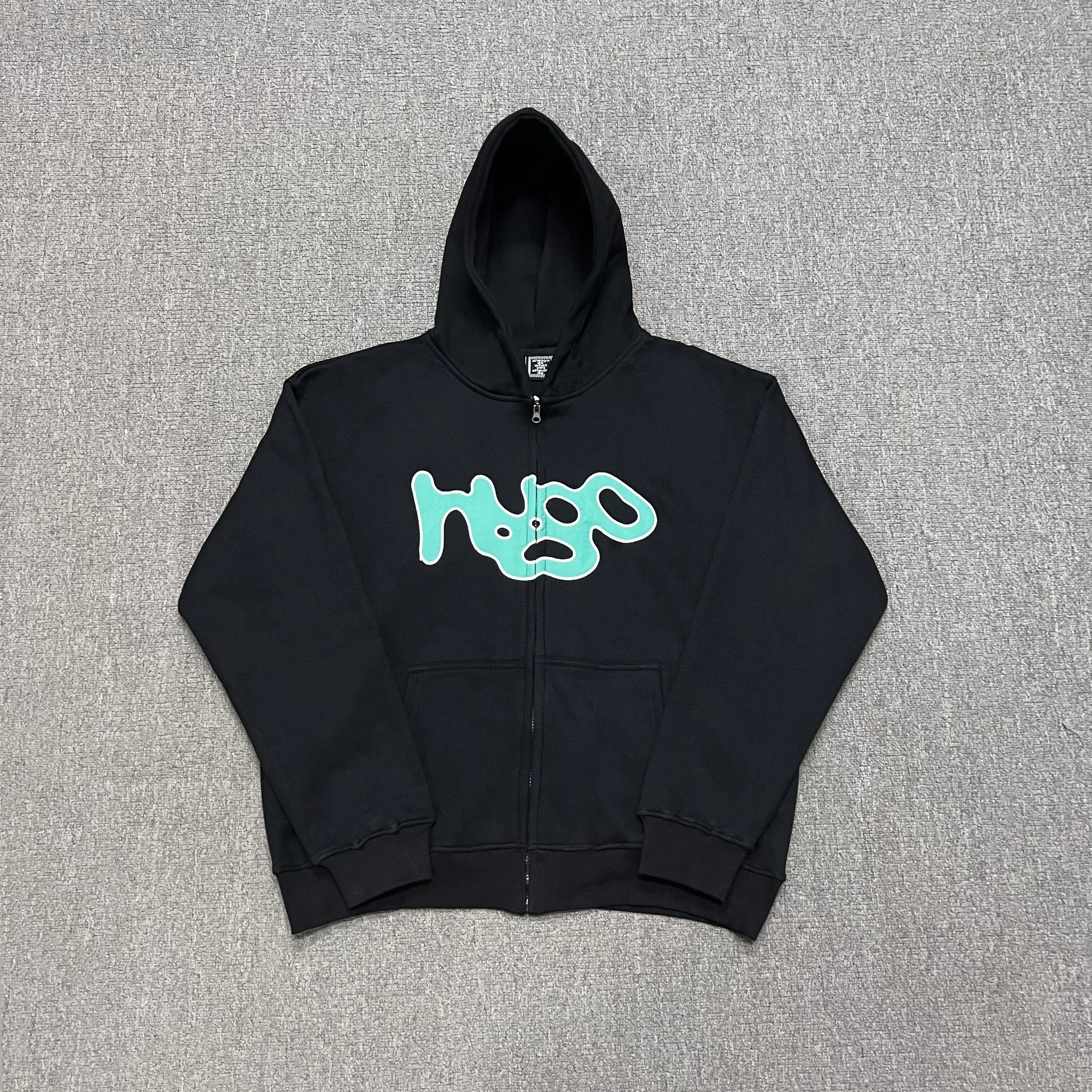 New Autumn Logo Embroidery Black Fleece Hooded Hoodies for Men and Women  Streetwear Baggy Casual Cardigan Zipper Sweatshirts Street King Limited