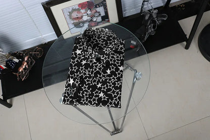 New 2022 Men 3D luxurious Classic Black White Star Print Fashion Silk Casual Shirts Shirt high Pocket Long-sleeves S 2XL #D276 Street King Limited