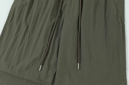 Men Solid Color Pants Y2K Pleated Joggers Baggy Pants Hip Hop Casual Drawstring Waist Quick Drying Trousers Street King Limited