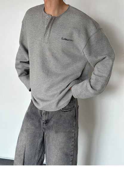 Trendy Korean Style Personalized Floral Gray Waffle Print Long-sleeved Autumn American Men's Women's Y2K Round Neck Sweatshirt Street King Limited