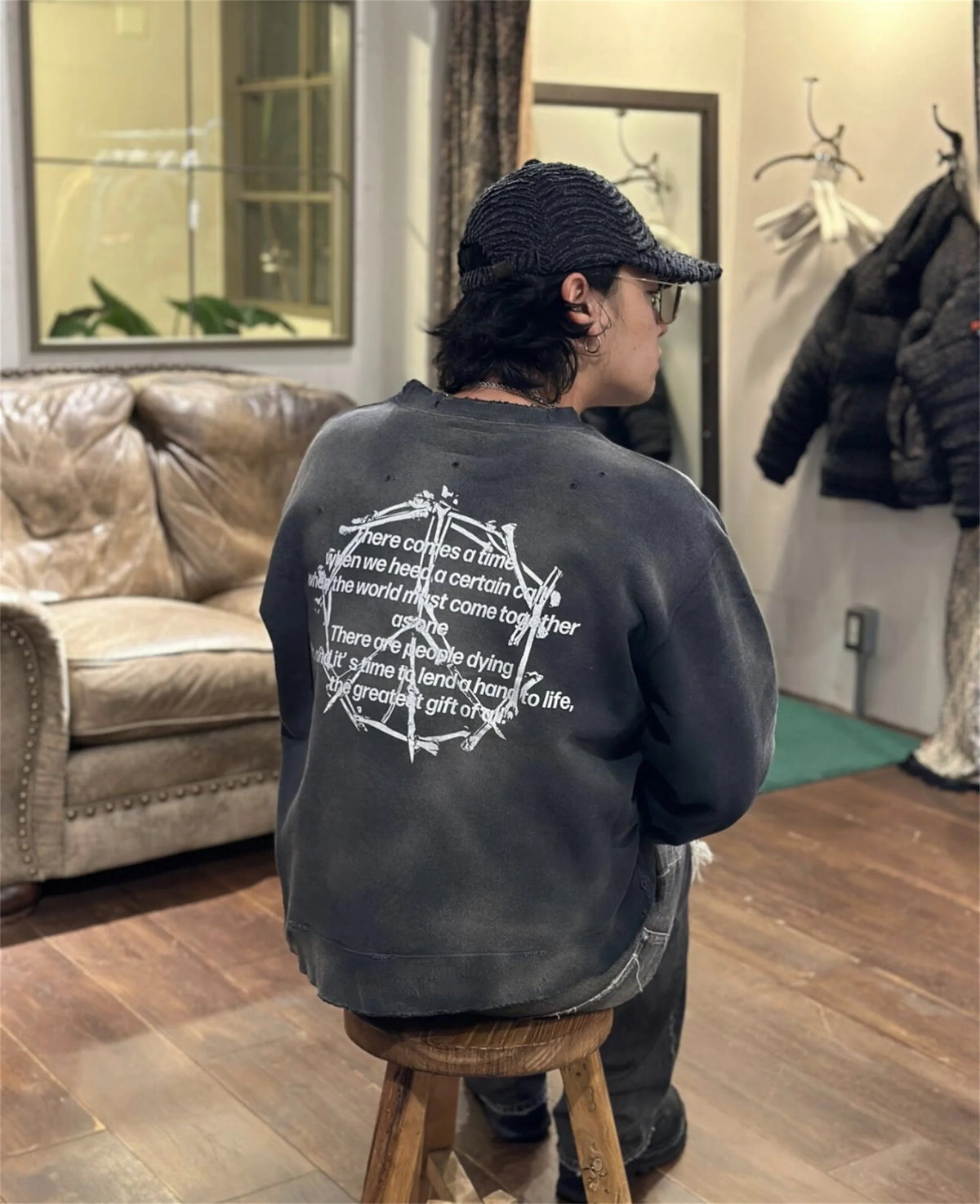Vintage FW24 Devil print pattern High-Street Cotton Quality round neck pullover long sleeved sweatshirt Street King Limited